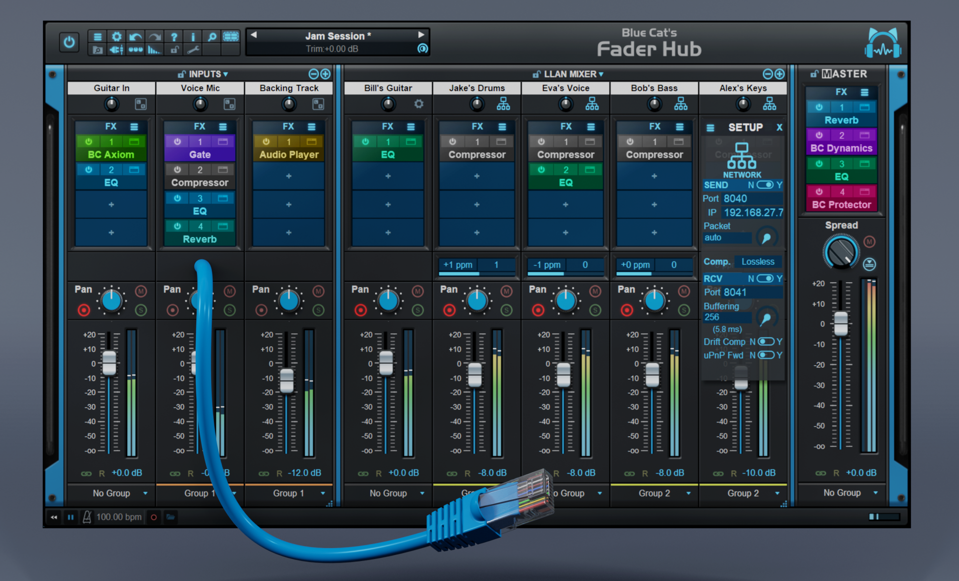 Blue Cat's Fader Hub - Network Mixing & Streaming Console
