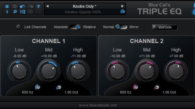 Blue Cat's Triple EQ - Semi-Parametric 3 Bands Equalizer Audio Plug-in (VST, AU, AAX, VST3) (Freeware)